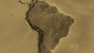 Brezilya haritası - sür. Bölgeler. Sepya.