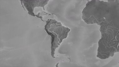 Brezilya haritası - özüt. Bölgeler. Gri Tonlama.