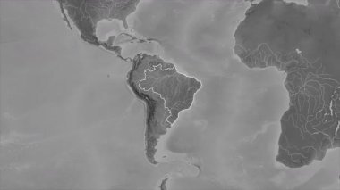 Brezilya haritası - yakınlaştır. Bölgeler. Gri Tonlama.