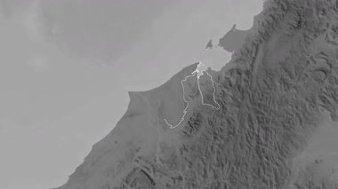 Brunei haritası - süzül. Bölgeler. Gri Tonlama.