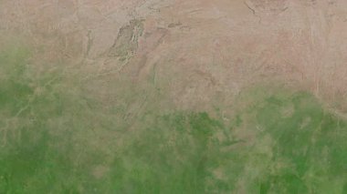 Burkina Faso haritası - sür. Bölgeler. Uydu.