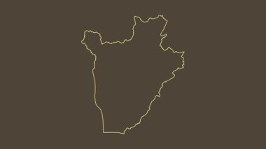 Burundi haritası - çizgi film. Bölgeler. Sepya.