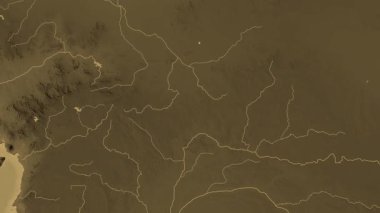 Orta Afrika Cumhuriyeti haritası - sür. Bölgeler. Sepya.