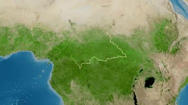 Orta Afrika Cumhuriyeti haritası - süzülüyor. Bölgeler. Uydu.