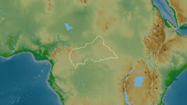 Orta Afrika Cumhuriyeti haritası - zoom. Bölgeler. Fiziksel.