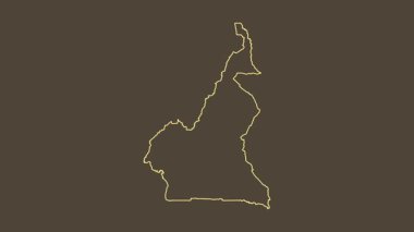 Kamerun haritası - çizgi film. Bölgeler. Sepya.