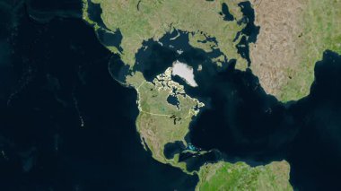 Kanada haritası - yakınlaştır. Bölgeler. Uydu.