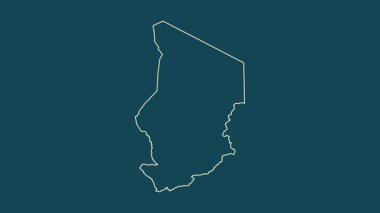 Chad Haritası - çizgi film. Bölgeler. Uydu.