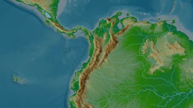 Kolombiya haritası - sür. Bölgeler. Fiziksel.