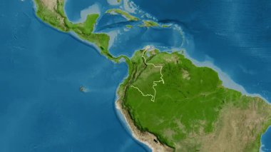 Kolombiya haritası - süzül. Bölgeler. Uydu.