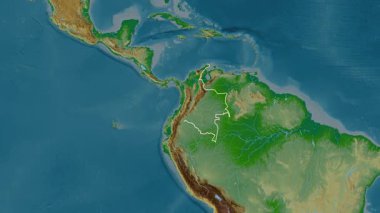 Kolombiya haritası - süzül. Bölgeler. Fiziksel.