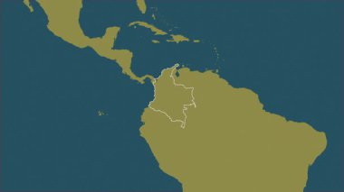 Kolombiya haritası - zoom. Bölgeler. Desen.