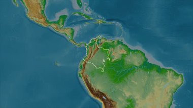 Kolombiya haritası - zoom. Bölgeler. Fiziksel.