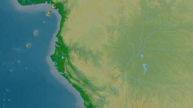 Kongo Cumhuriyeti haritası - sür. Bölgeler. Fiziksel.