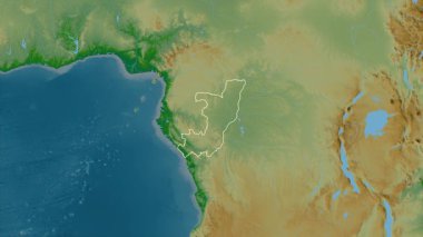 Kongo Cumhuriyeti haritası - yakınlaştır. Bölgeler. Fiziksel.