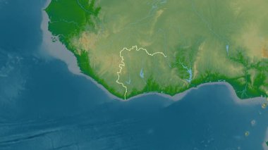 Fildişi Haritası - süzül. Bölgeler. Fiziksel.