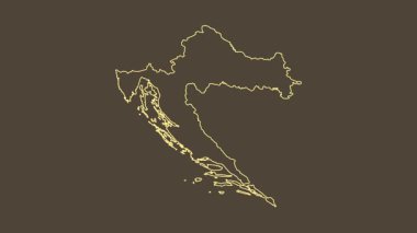 Hırvatistan haritası - çizgi film. Bölgeler. Sepya.