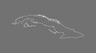 Küba haritası - çizgi film. Bölgeler. Gri Tonlama.