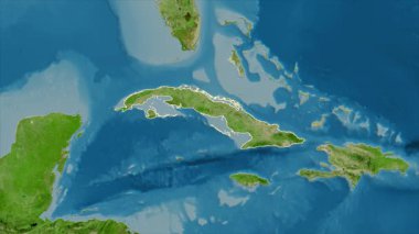 Küba haritası - özüt. Bölgeler. Uydu.