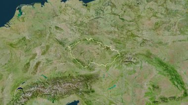 Çek Cumhuriyeti haritası - özet. Bölgeler. Uydu.