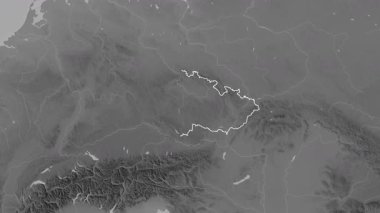 Çek Cumhuriyeti haritası - süzül. Bölgeler. Gri Tonlama.