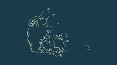 Danimarka haritası - çizgi film. Bölgeler. Fiziksel.