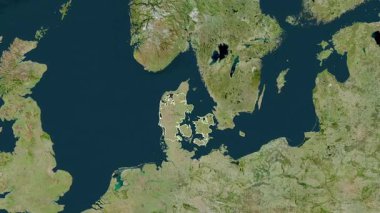 Danimarka haritası - süzül. Bölgeler. Uydu.