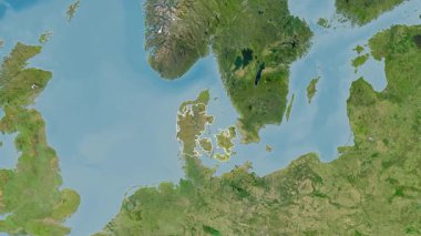 Danimarka haritası - süzül. Bölgeler. Uydu.