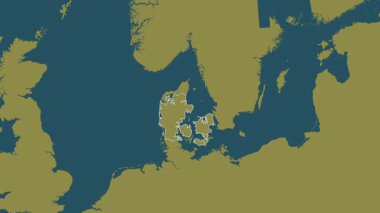 Danimarka haritası - süzül. Bölgeler. Desen.