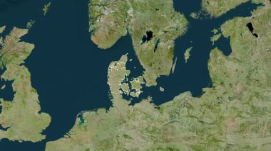 Danimarka haritası - yakınlaştır. Bölgeler. Uydu.