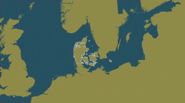 Danimarka haritası - yakınlaştır. Bölgeler. Desen.