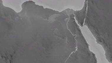 Mısır haritası - sür. Bölgeler. Gri Tonlama.