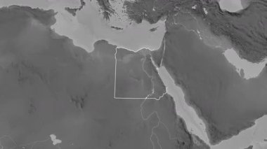 Mısır haritası - süzül. Bölgeler. Gri Tonlama.