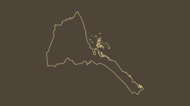 Eritre haritası - çizgi film. Bölgeler. Sepya.
