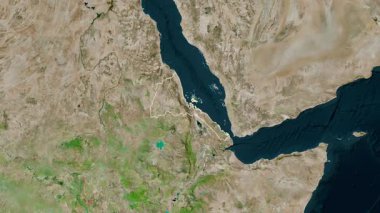 Eritre haritası - özüt. Bölgeler. Uydu. Etiketler