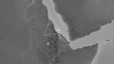Eritre haritası - özüt. Bölgeler. Gri Tonlama.