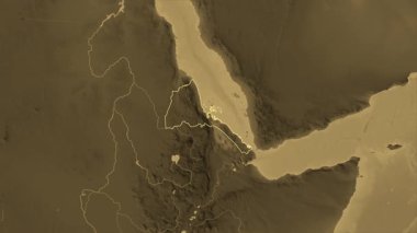 Eritre haritası - özüt. Bölgeler. Sepya.