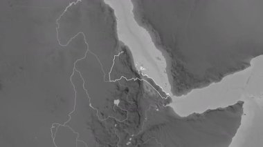 Eritre haritası - süzül. Bölgeler. Gri Tonlama.