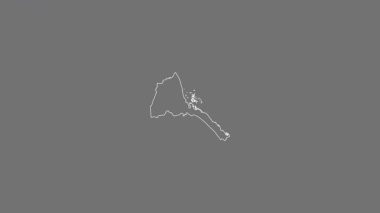 Eritre haritası - sağlam. Bölgeler. Gri Tonlama.