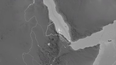 Eritre haritası - yakınlaştır. Bölgeler. Gri Tonlama.