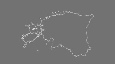 Estonya haritası - çizgi film. Bölgeler. Gri Tonlama.
