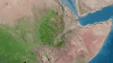 Etiyopya haritası - sür. Bölgeler. Uydu.