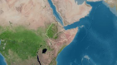 Etiyopya haritası - yakınlaştır. Bölgeler. Uydu.