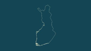 Finlandiya haritası - çizgi film. Bölgeler. Uydu.