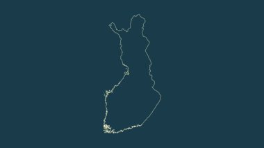 Finlandiya haritası - çizgi film. Bölgeler. Fiziksel.