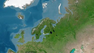 Finlandiya haritası - özet. Bölgeler. Uydu.