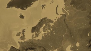 Finlandiya haritası - yakınlaştır. Bölgeler. Sepya.