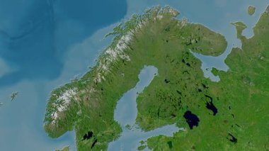 Aland Haritalı Finlandiya - sür. Bölgeler. Uydu.