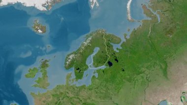 Aland haritalı Finlandiya - süzül. Bölgeler. Uydu.