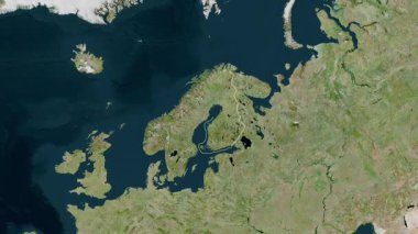 Aland haritalı Finlandiya - süzül. Bölgeler. Uydu.